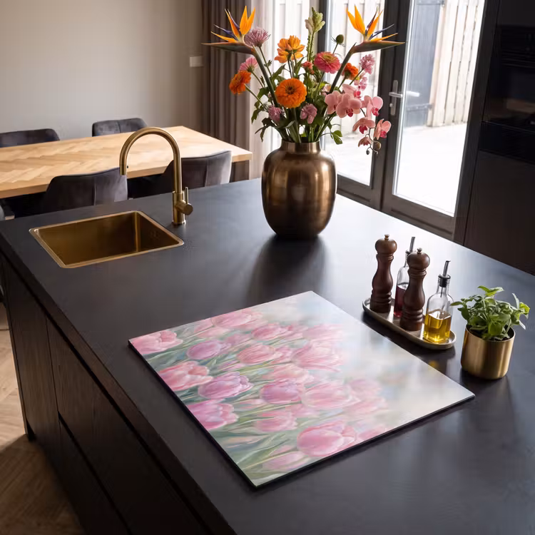 Inductie beschermer - Tulpen - Veld - Lente - Roze — 2