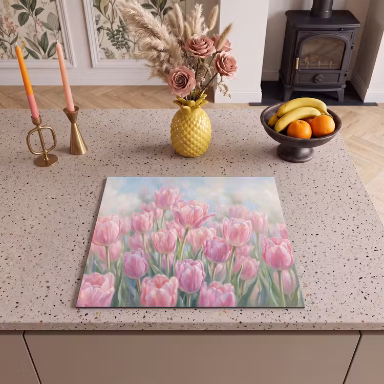 Inductie beschermer - Tulpen - Veld - Lente - Roze — 3