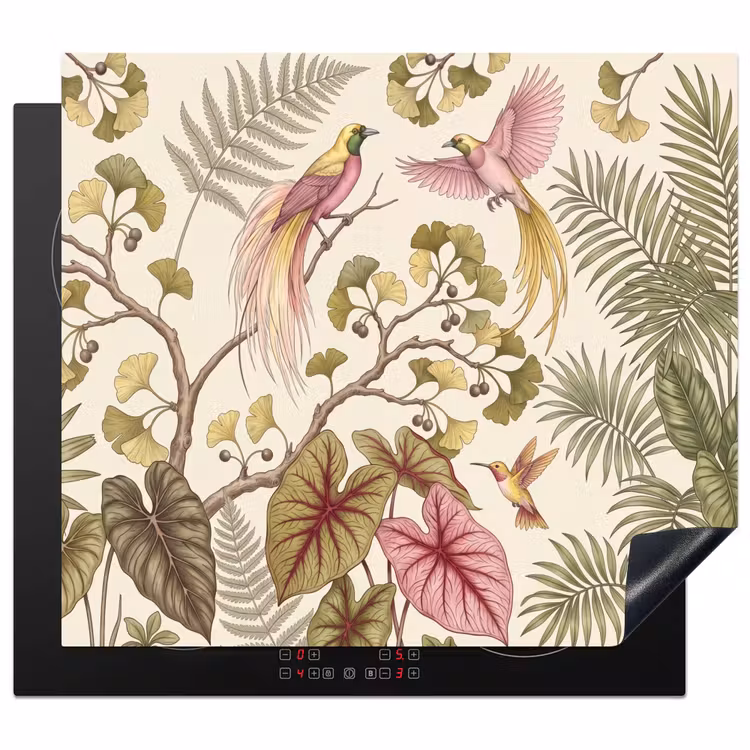 Inductie beschermer - Vogels - Tropisch - Botanisch - Roze — 1
