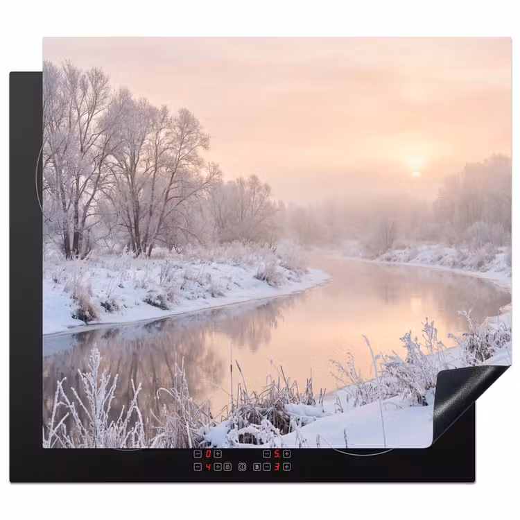 Inductie beschermer - Rivier - Winter - Landschap - Sneeuw - Zonsopgang — 1