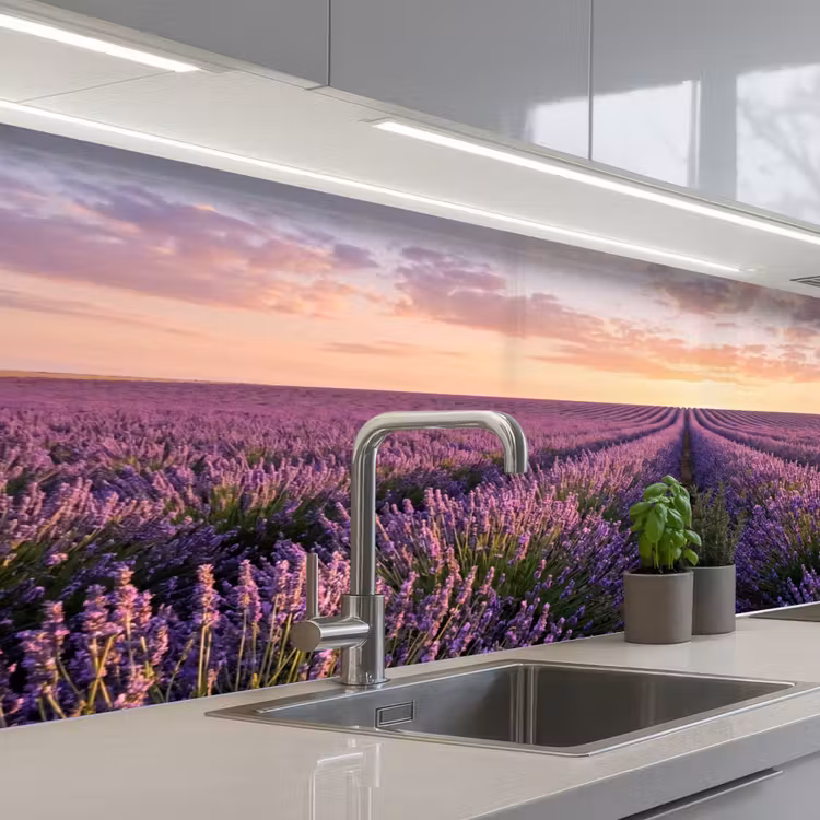 Keuken achterwand - Landschap - Lavendelveld - Paars — 2