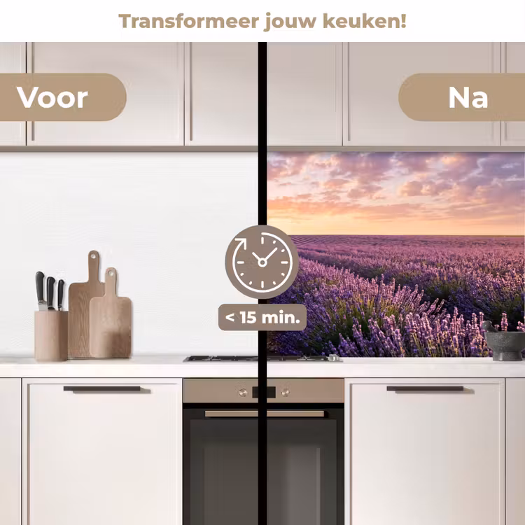 Keuken achterwand - Landschap - Lavendelveld - Paars — 3