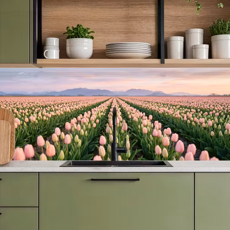 Keuken achterwand - Tulpen - Landschap - Roze — 7