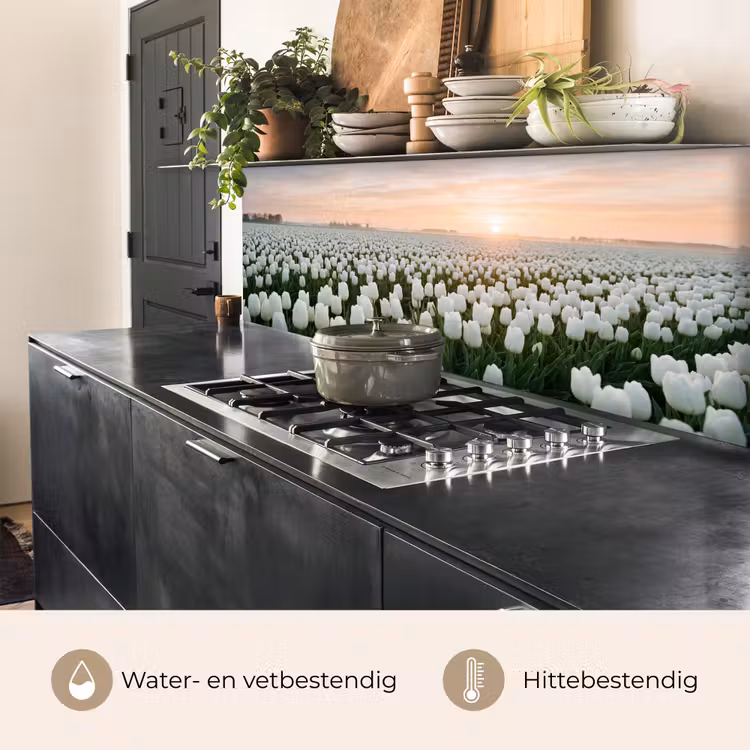 Keuken achterwand - Tulpen - Landschap - Wit — 5