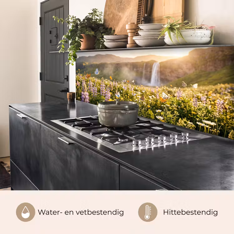 Keuken achterwand - Vlinders - Waterval - Bloemenveld — 5