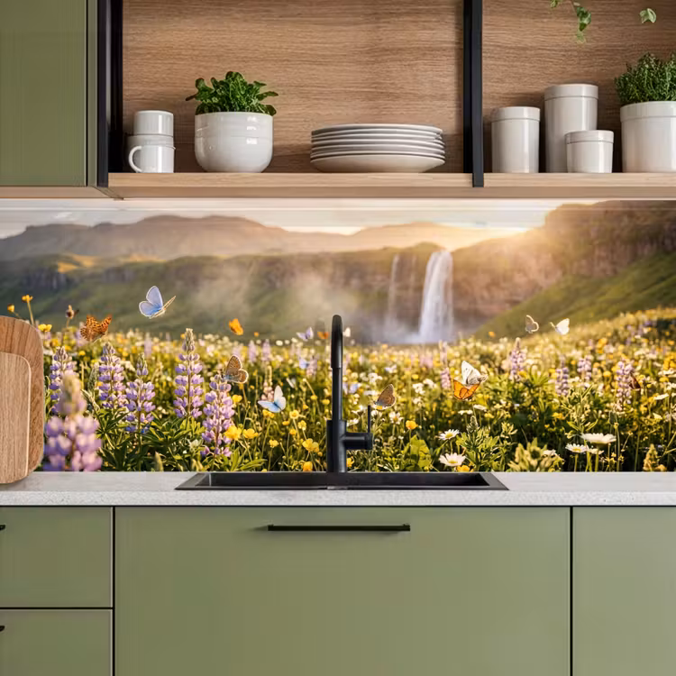 Keuken achterwand - Vlinders - Waterval - Bloemenveld — 7