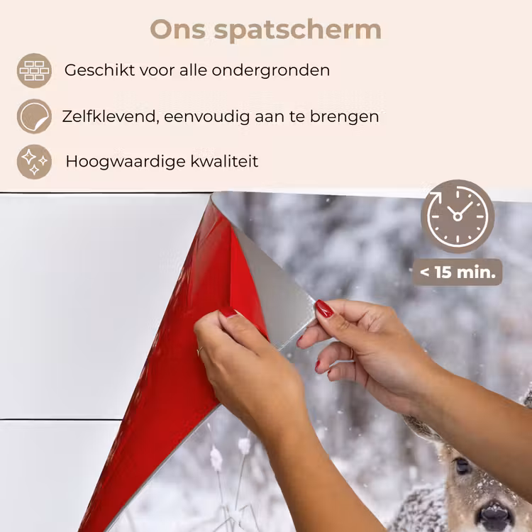 Spatscherm keuken - Hert - Sneeuw - Bos - Dieren - Vertederend — 4