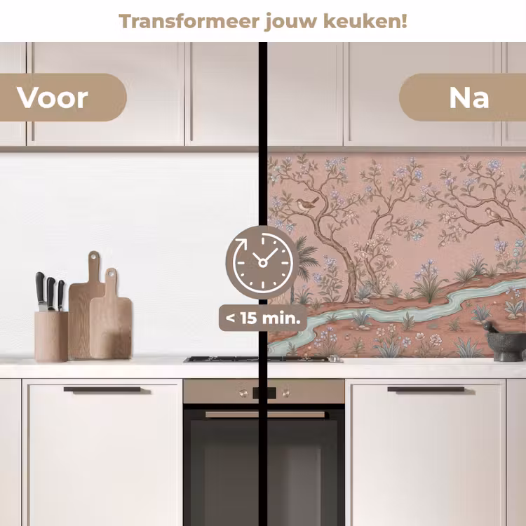 Keuken achterwand - Nostalgisch - Reigers - Roze — 3