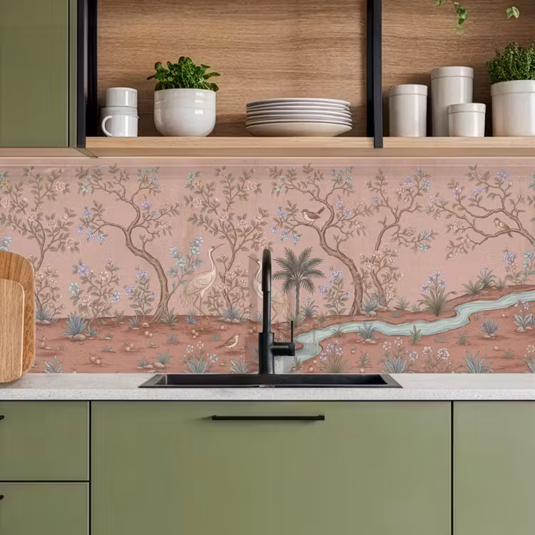 Keuken achterwand - Nostalgisch - Reigers - Roze — 7