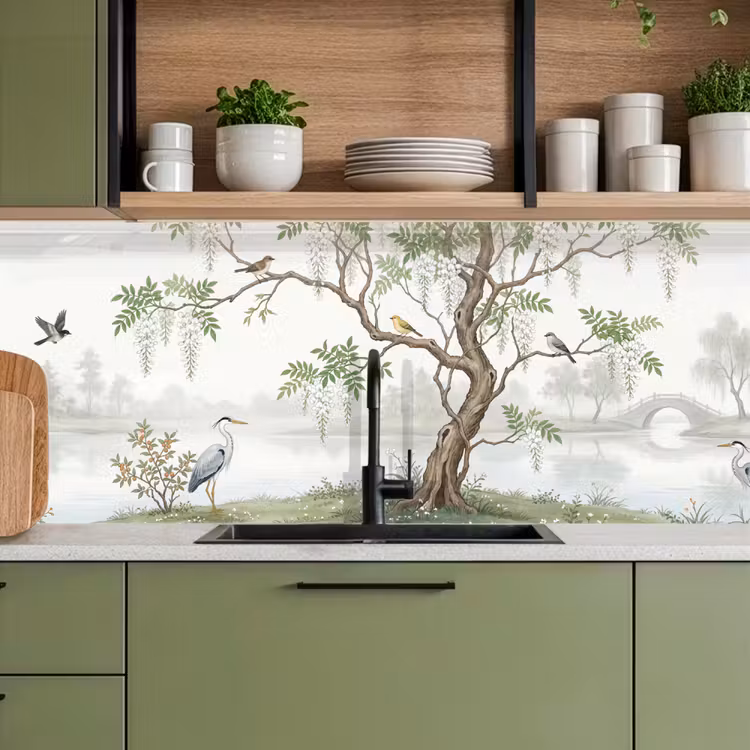 Keuken achterwand - Reiger - Landschap - Groen — 7