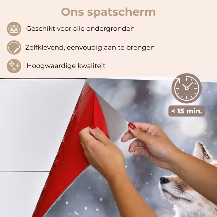 Spatscherm keuken - Vos - Sneeuwval - Portret - Winter - Sfeervol — 4