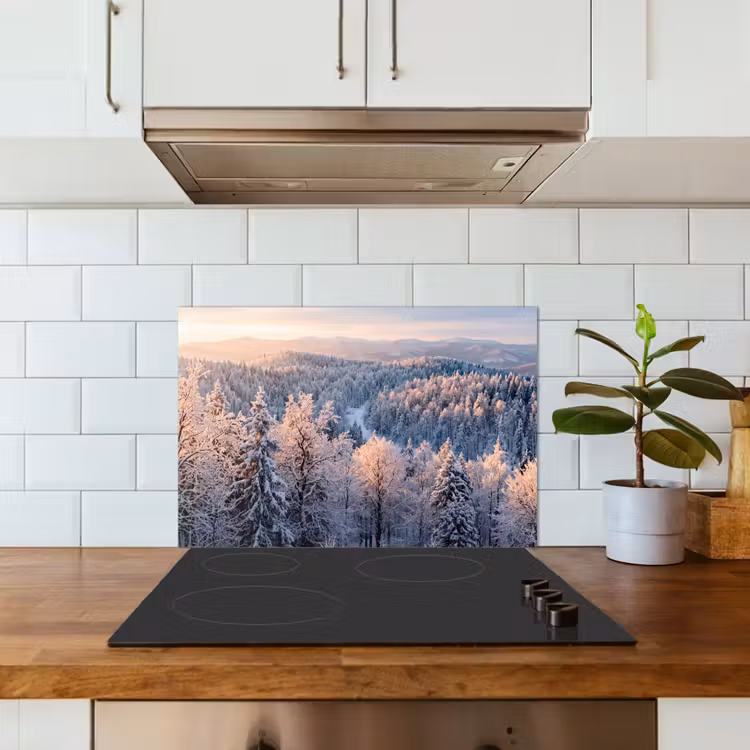 Spatscherm keuken - Bos - Bergen - Goud - Winter - Warm — 3