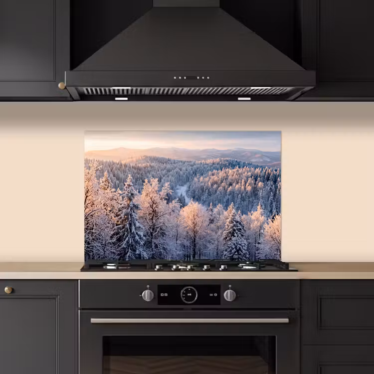 Spatscherm keuken - Bos - Bergen - Goud - Winter - Warm — 5