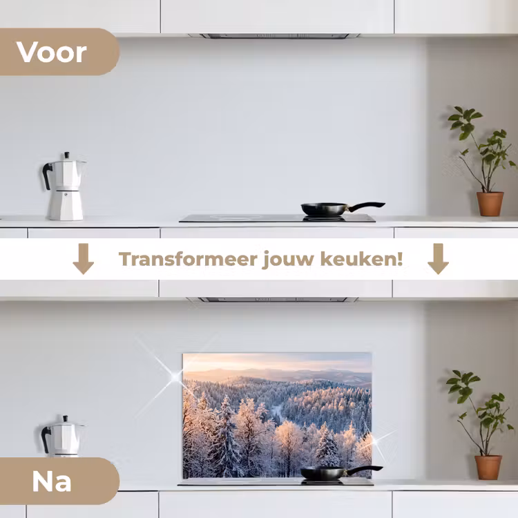 Spatscherm keuken - Bos - Bergen - Goud - Winter - Warm — 7