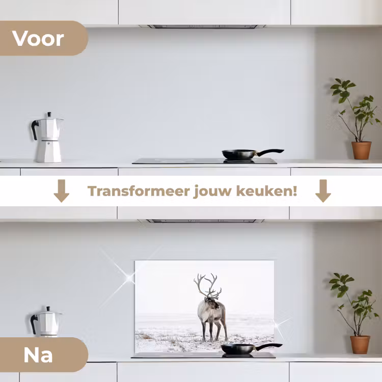 Spatscherm keuken - Rendier - Gewei - Sneeuw - Winter — 7