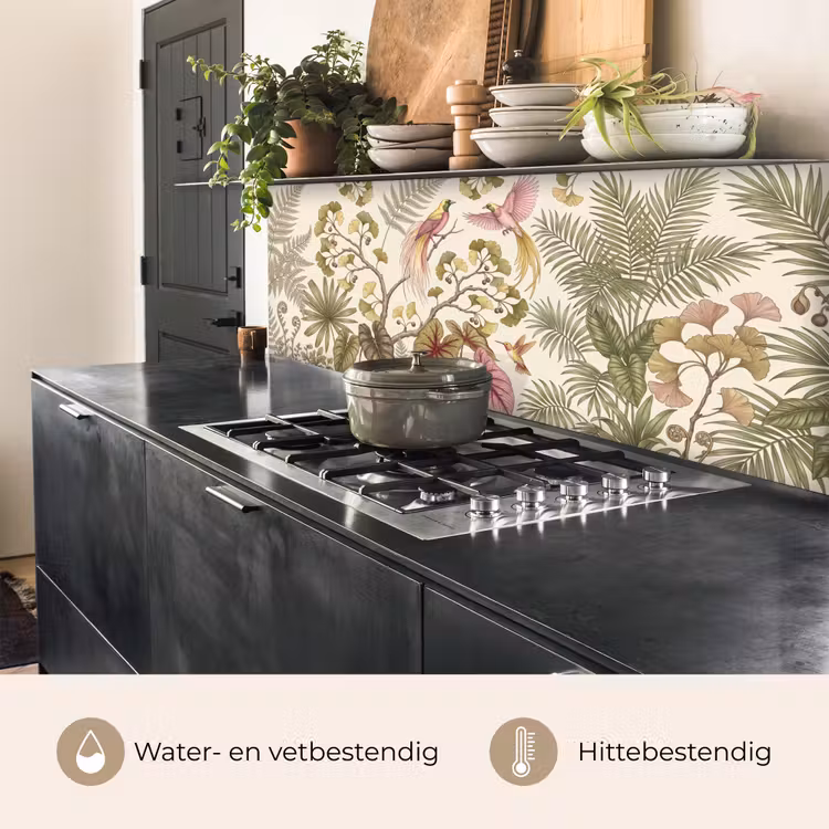 Keuken achterwand - Vogels - Tropisch - Botanisch - Roze — 5