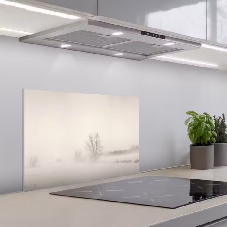 Spatscherm keuken - Boom - Mist - Sneeuw - Winter - Minimalistisch — 1