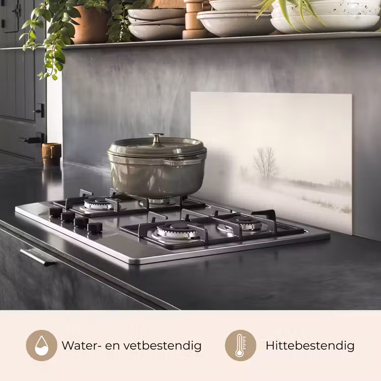 Spatscherm keuken - Boom - Mist - Sneeuw - Winter - Minimalistisch — 2