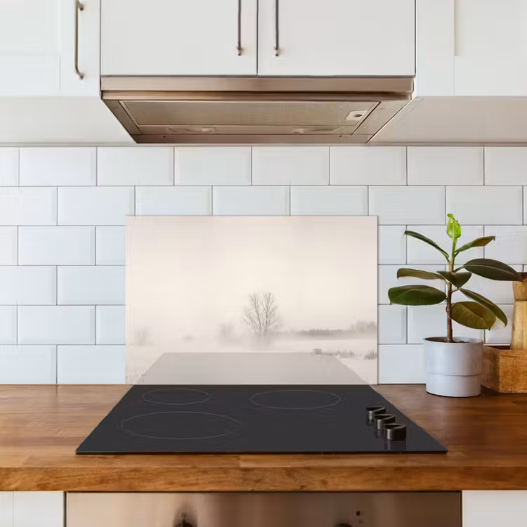 Spatscherm keuken - Boom - Mist - Sneeuw - Winter - Minimalistisch — 3