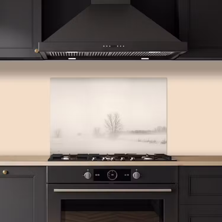 Spatscherm keuken - Boom - Mist - Sneeuw - Winter - Minimalistisch — 5