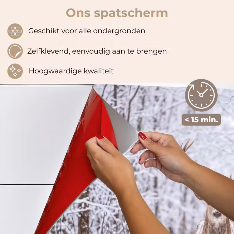 Spatscherm keuken - Hert - Winter - Bos - Natuur - Wit — 4