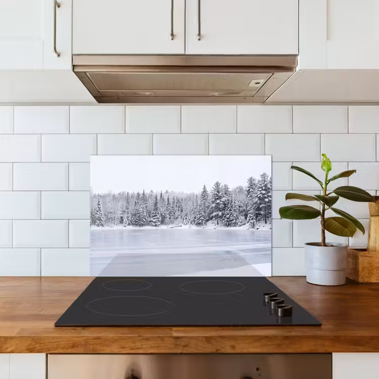 Spatscherm keuken - Meer - Dennen - IJs - Winter - Rustgevend — 3