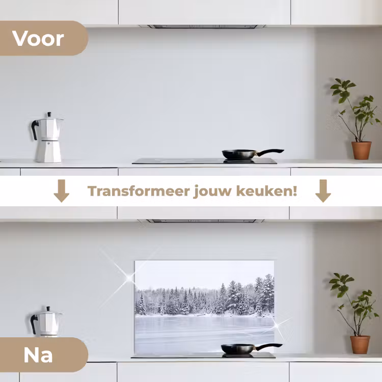 Spatscherm keuken - Meer - Dennen - IJs - Winter - Rustgevend — 7