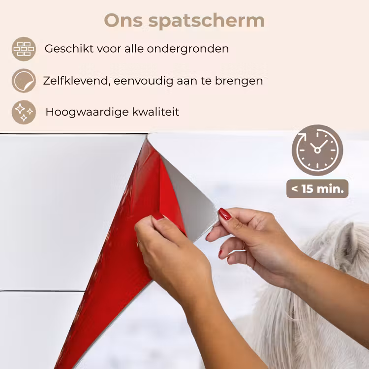 Spatscherm keuken - Paard - Kop - Winter - Dieren - Wit — 4