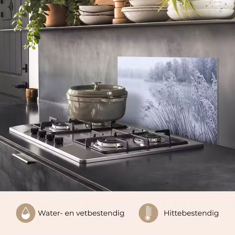 Spatscherm keuken - Riet - Bevroren - Winter - Natuur — 2