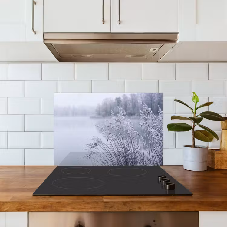 Spatscherm keuken - Riet - Bevroren - Winter - Natuur — 3