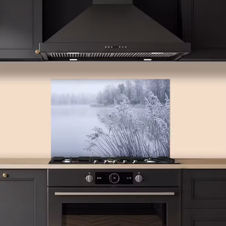 Spatscherm keuken - Riet - Bevroren - Winter - Natuur — 5