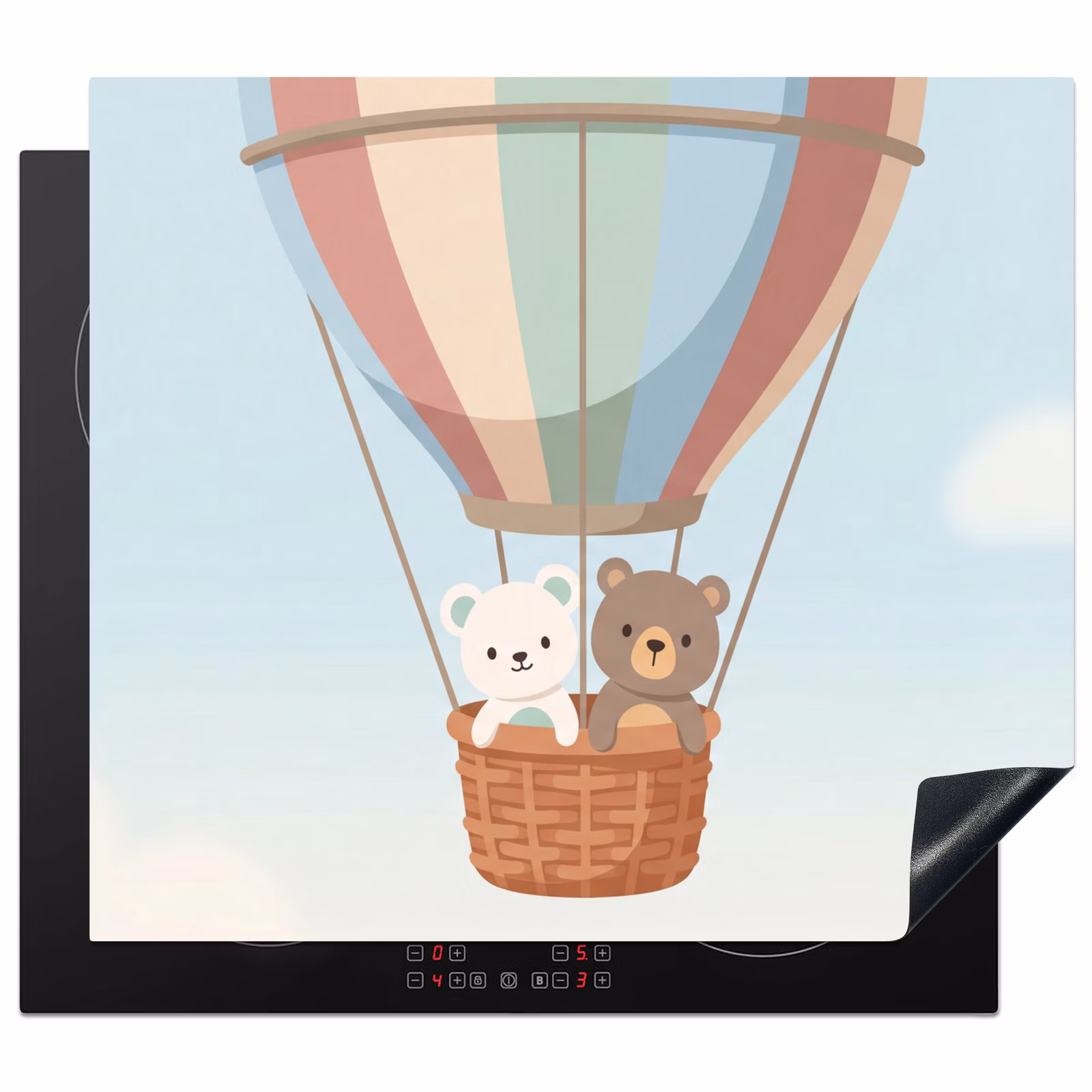 Inductie beschermer - Luchtballon - Beren - Pastel — 1