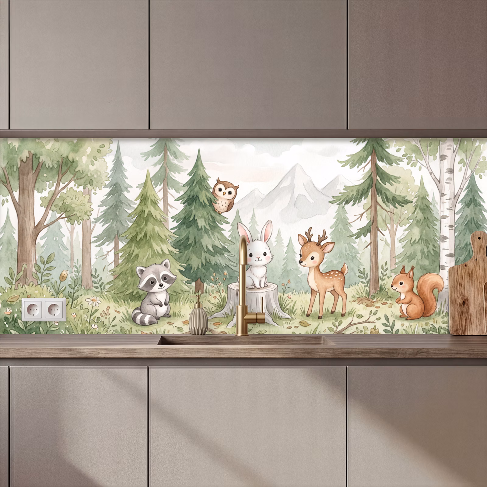 Keuken achterwand - Bos - Dieren - Groen — 1