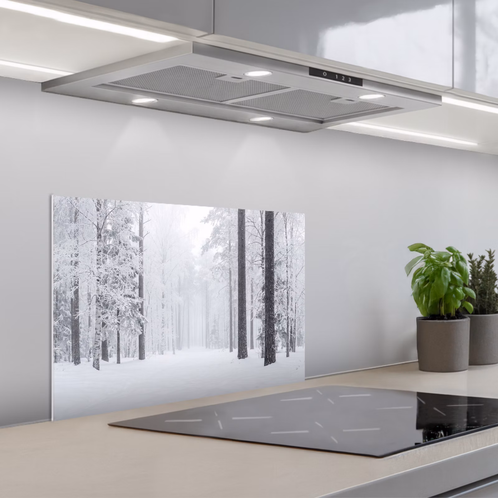 Spatscherm keuken - Bos - Sneeuw - Pad - Winter - Stilte — 1