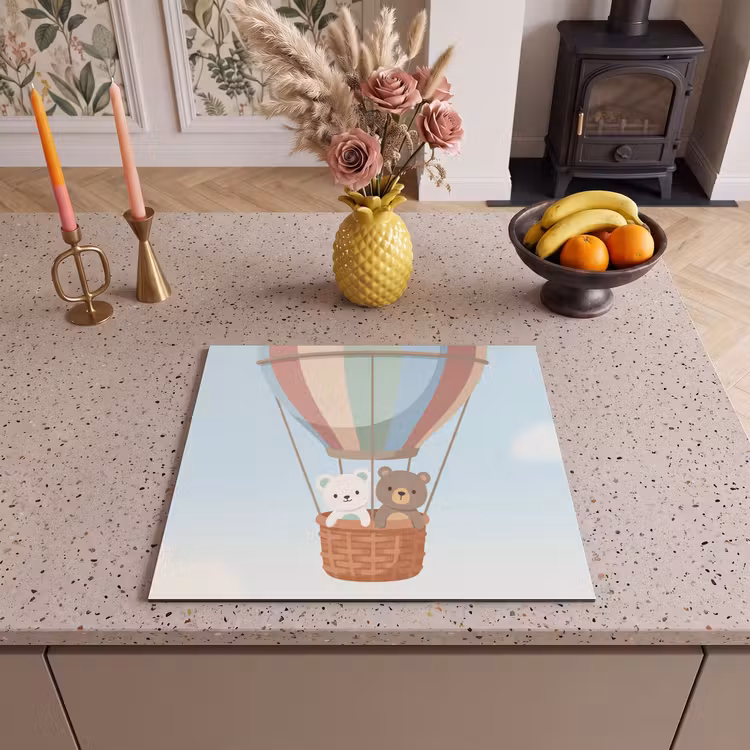 Inductie beschermer - Luchtballon - Beren - Pastel — 3