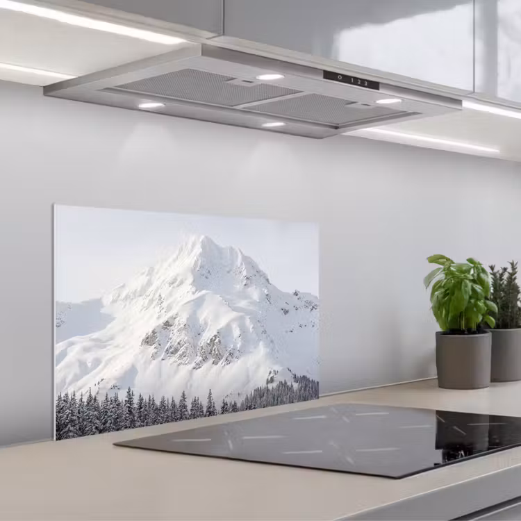 Spatscherm keuken - Berg - Sneeuw - Winter - Natuur - Wit — 1