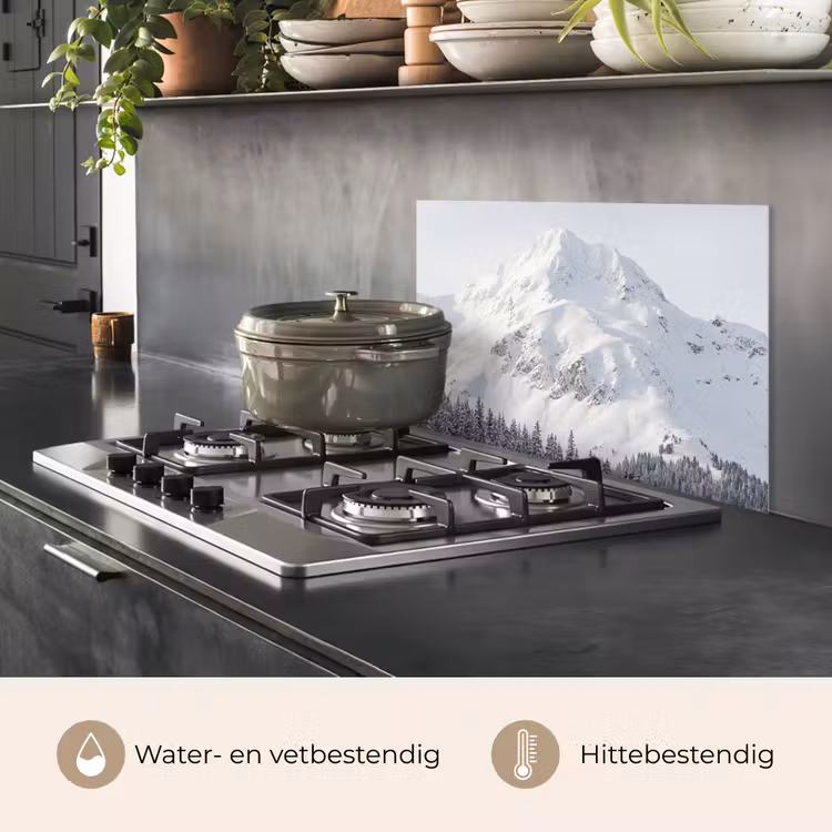 Spatscherm keuken - Berg - Sneeuw - Winter - Natuur - Wit — 2