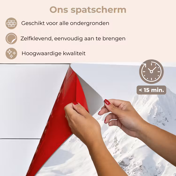 Spatscherm keuken - Berg - Sneeuw - Winter - Natuur - Wit — 4