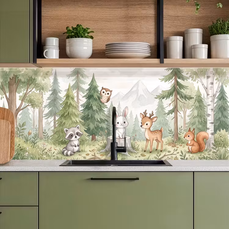 Keuken achterwand - Bos - Dieren - Groen — 7