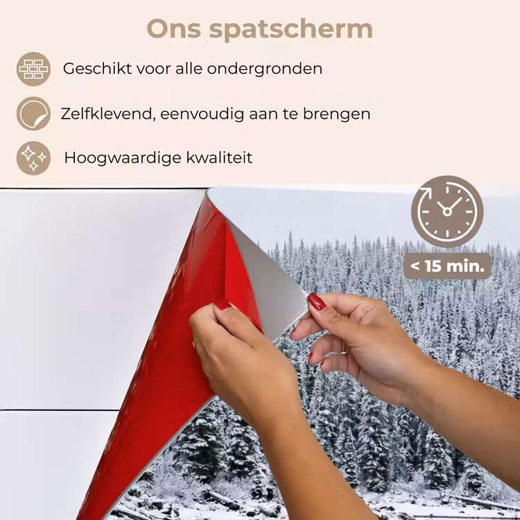 Spatscherm keuken - Bos - Reflectie - Meer - Winter - Serene — 4