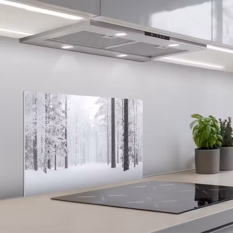 Spatscherm keuken - Bos - Sneeuw - Pad - Winter - Stilte — 1