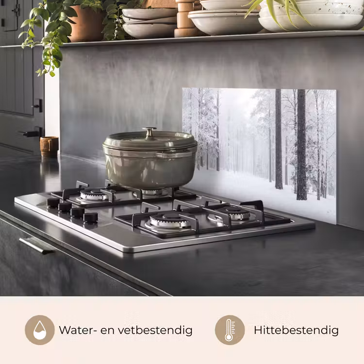 Spatscherm keuken - Bos - Sneeuw - Pad - Winter - Stilte — 2