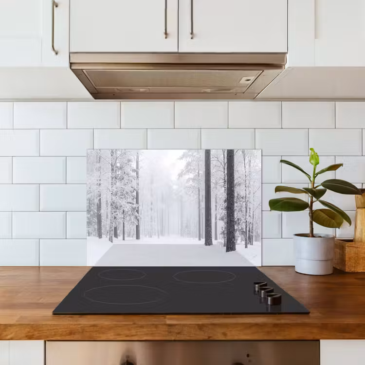 Spatscherm keuken - Bos - Sneeuw - Pad - Winter - Stilte — 3