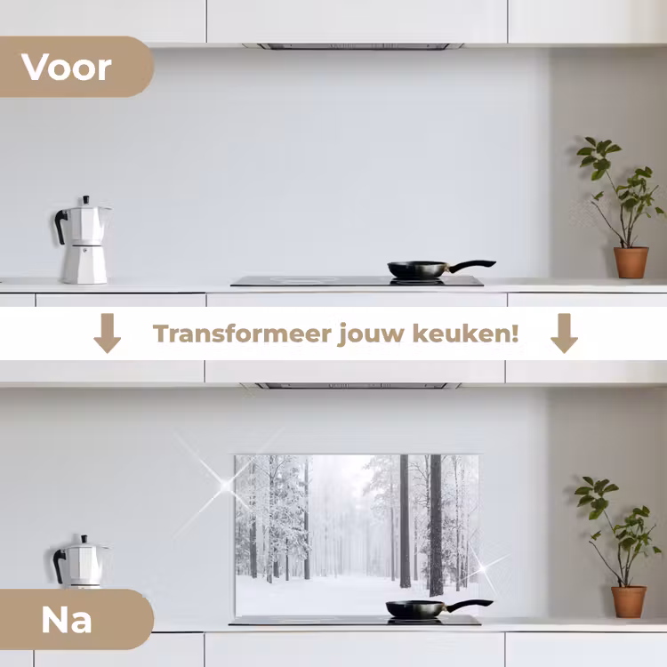 Spatscherm keuken - Bos - Sneeuw - Pad - Winter - Stilte — 7