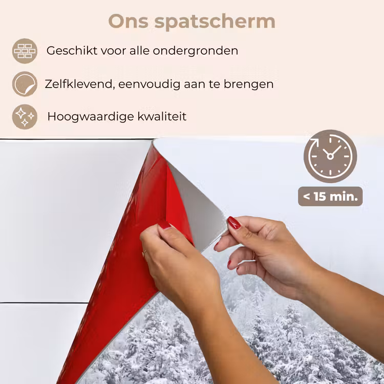 Spatscherm keuken - Bos - Sneeuw - Winter - Natuur - Wit — 4