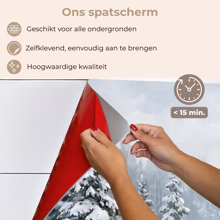 Spatscherm keuken - Bospad - Dennen - Sneeuw - Winter - Rustgevend — 4