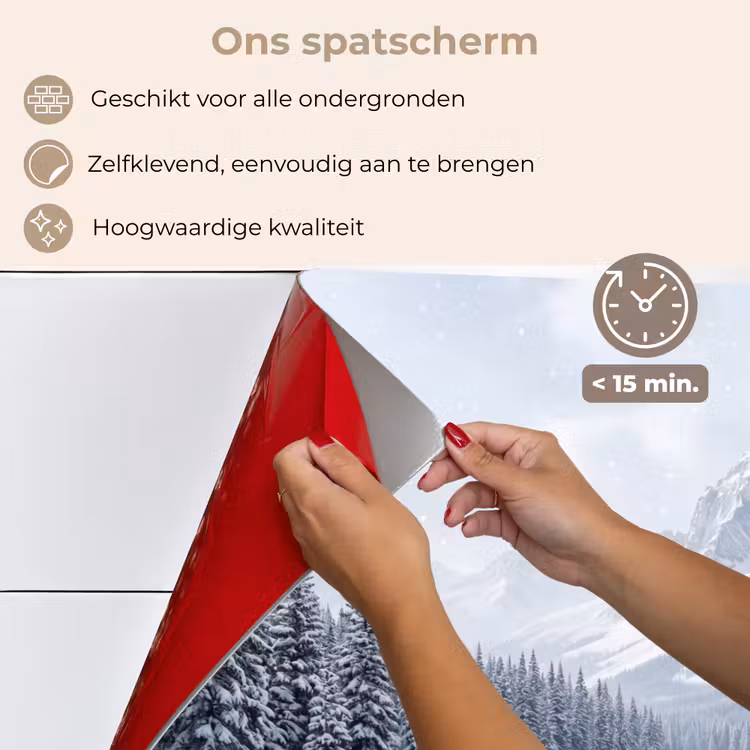 Spatscherm keuken - Sneeuwlandschap - Bergen - Rivier - Winter — 4