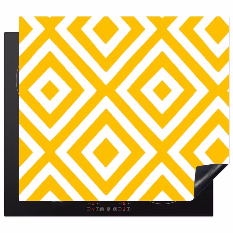 Inductie beschermer - Geometrisch - Lijnen - Modern - Geel - Wit — 1
