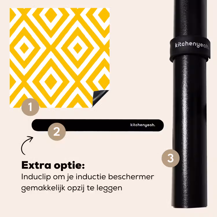 Inductie beschermer - Geometrisch - Lijnen - Modern - Geel - Wit — 8