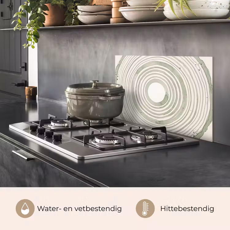 Spatscherm keuken - Abstractie - Cirkels - Waterverf - Groen - Modern — 2